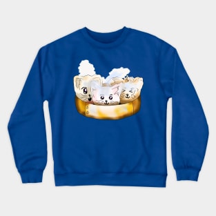 Cute kitty dumplings in a steamer basket Crewneck Sweatshirt